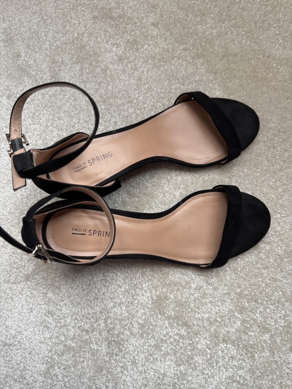 Call It Spring Black Open-Toe Ankle Strap Low Block Heels